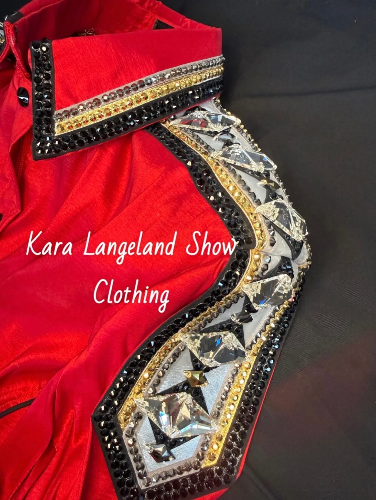 Kara Langeland Red Base, White, Black & Gold 1/2 Sleeve - X-Large