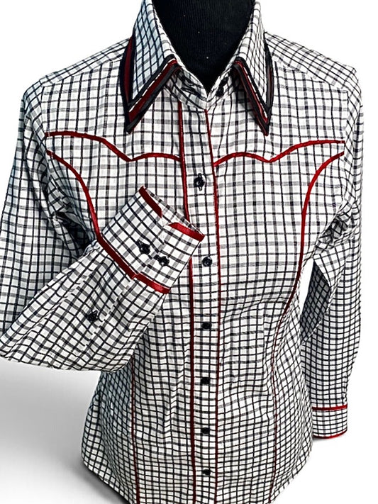 HouseWear Tailored Collection White.Black Checks w/ Deep Red - Small