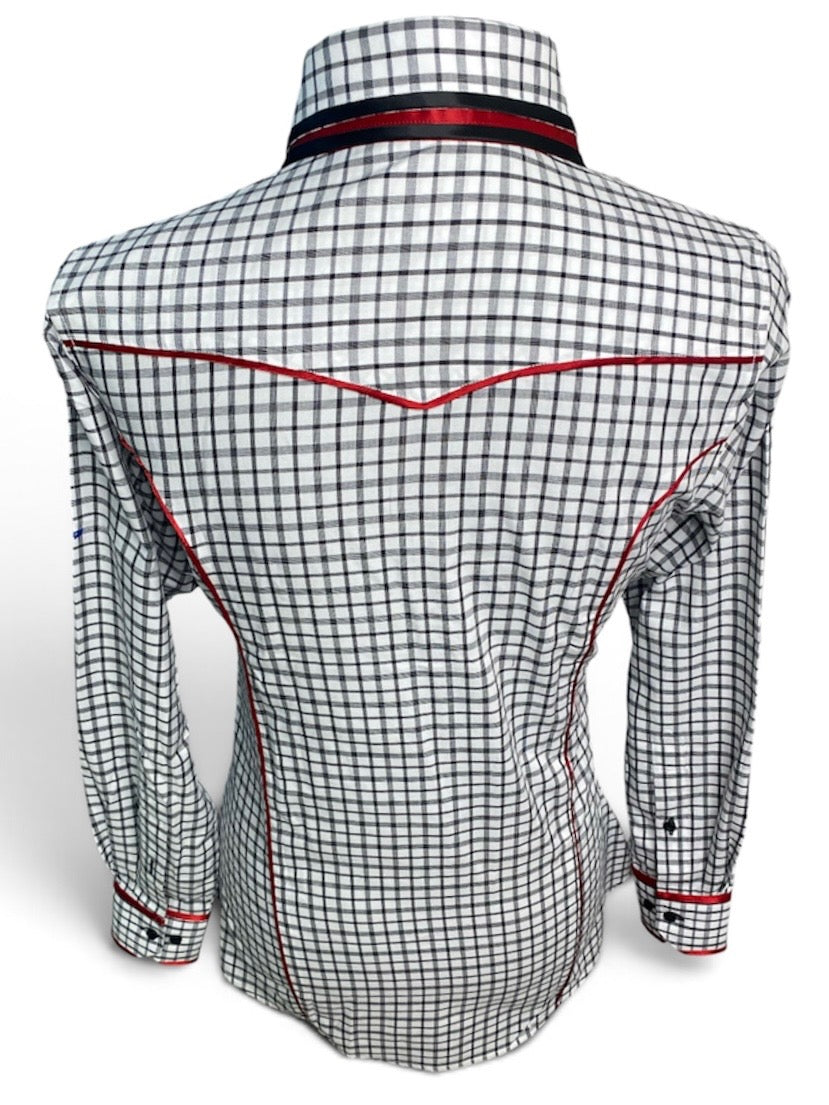 HouseWear Tailored Collection White.Black Checks w/ Deep Red - Small