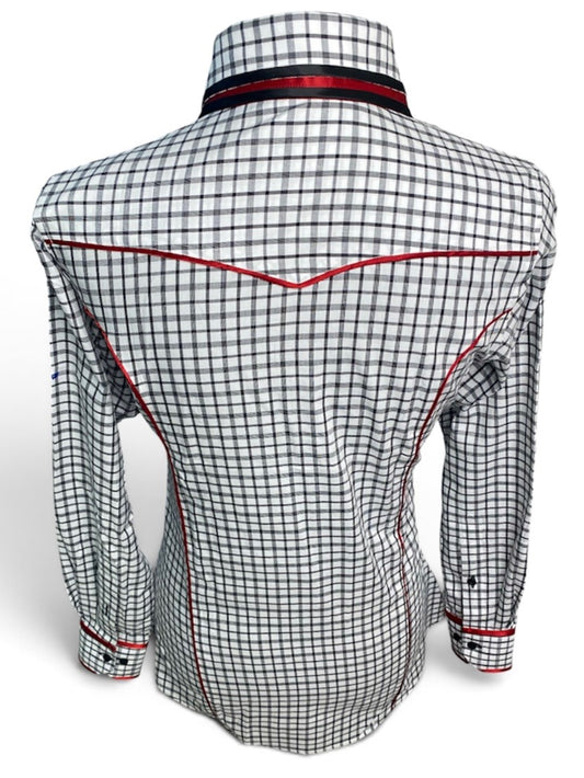 HouseWear Tailored Collection White.Black Checks w/ Deep Red - Small
