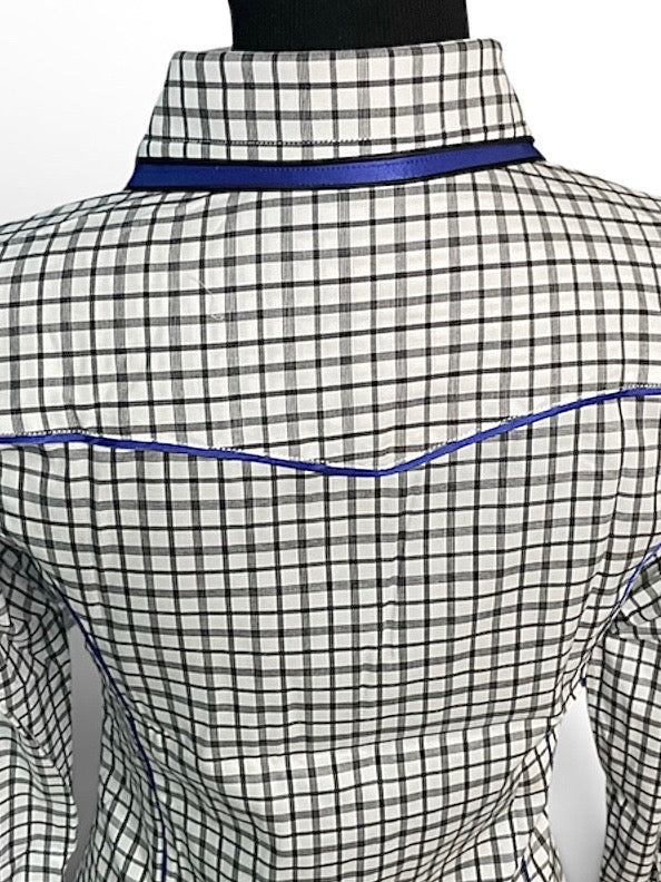 HouseWear Tailored Collection White.Black Checks w/ Deep Blue - Small