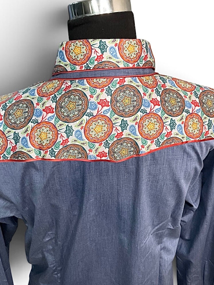 HouseWear Tailored Collection Denim w/ Paisley - X - Large