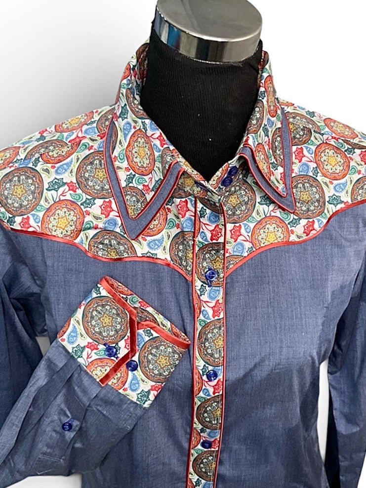 HouseWear Tailored Collection Denim w/ Paisley - X - Large