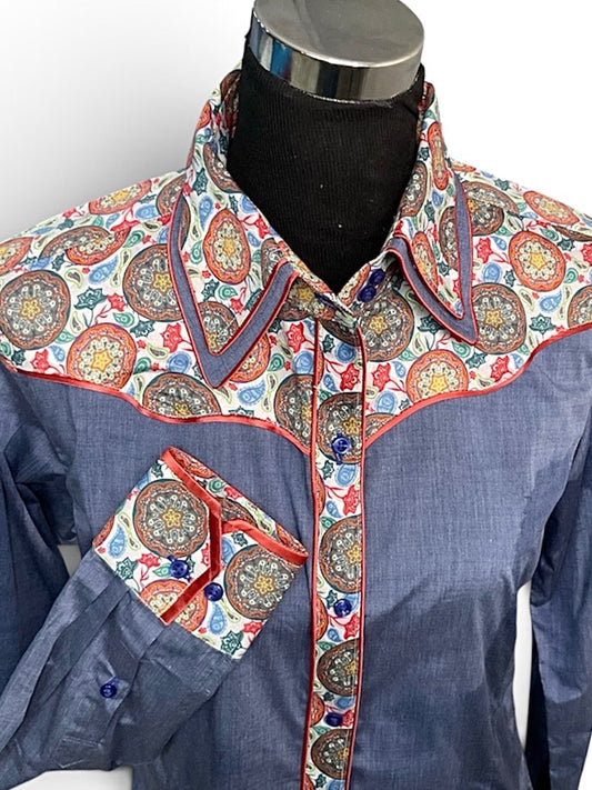 HouseWear Tailored Collection Denim w/ Paisley - X - Large