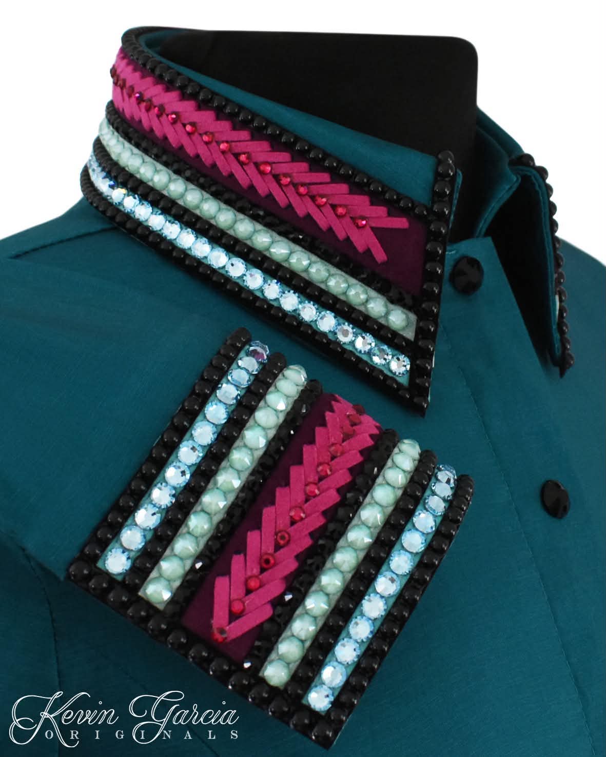 Kevin Garcia Originals Deep Teal & Light Blue with Pink - Size 6/8