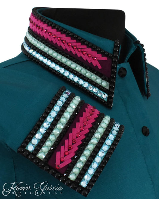 Kevin Garcia Originals Deep Teal & Light Blue with Pink - Size 6/8