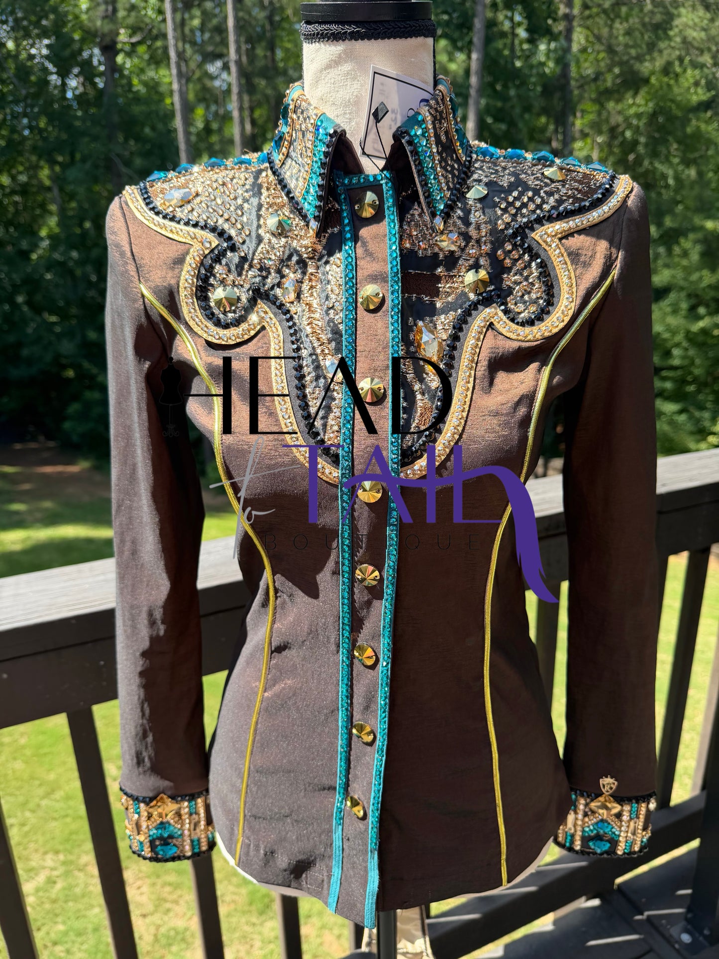 Royali Designed Chocolate, Gold & Teal Day Shirt - XSmall/Small