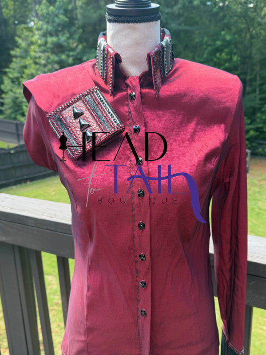 Holly Taylor Designs Burgundy, Grey, Silver & Black Day Shirt - Small/Medium