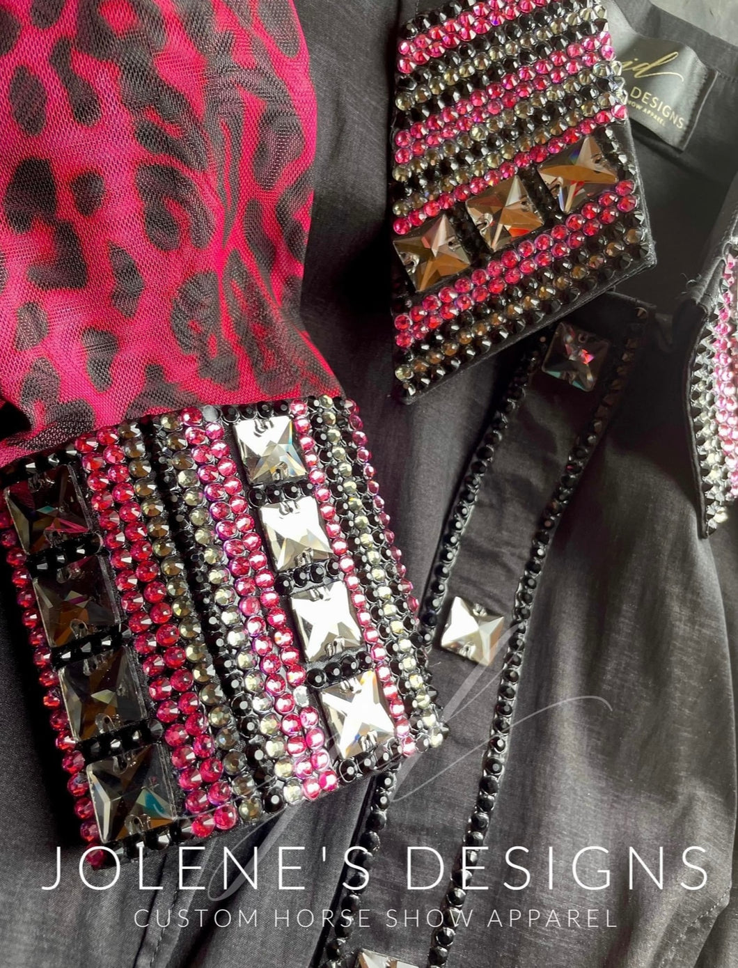 Jolene's Design Black with Pink Leopard Sheer Sleeve - Small - FINAL SALE