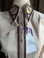 Load image into Gallery viewer, Southern Designs by Shannon Nude &amp; Purple Day Shirt - Small - FINAL SALE
