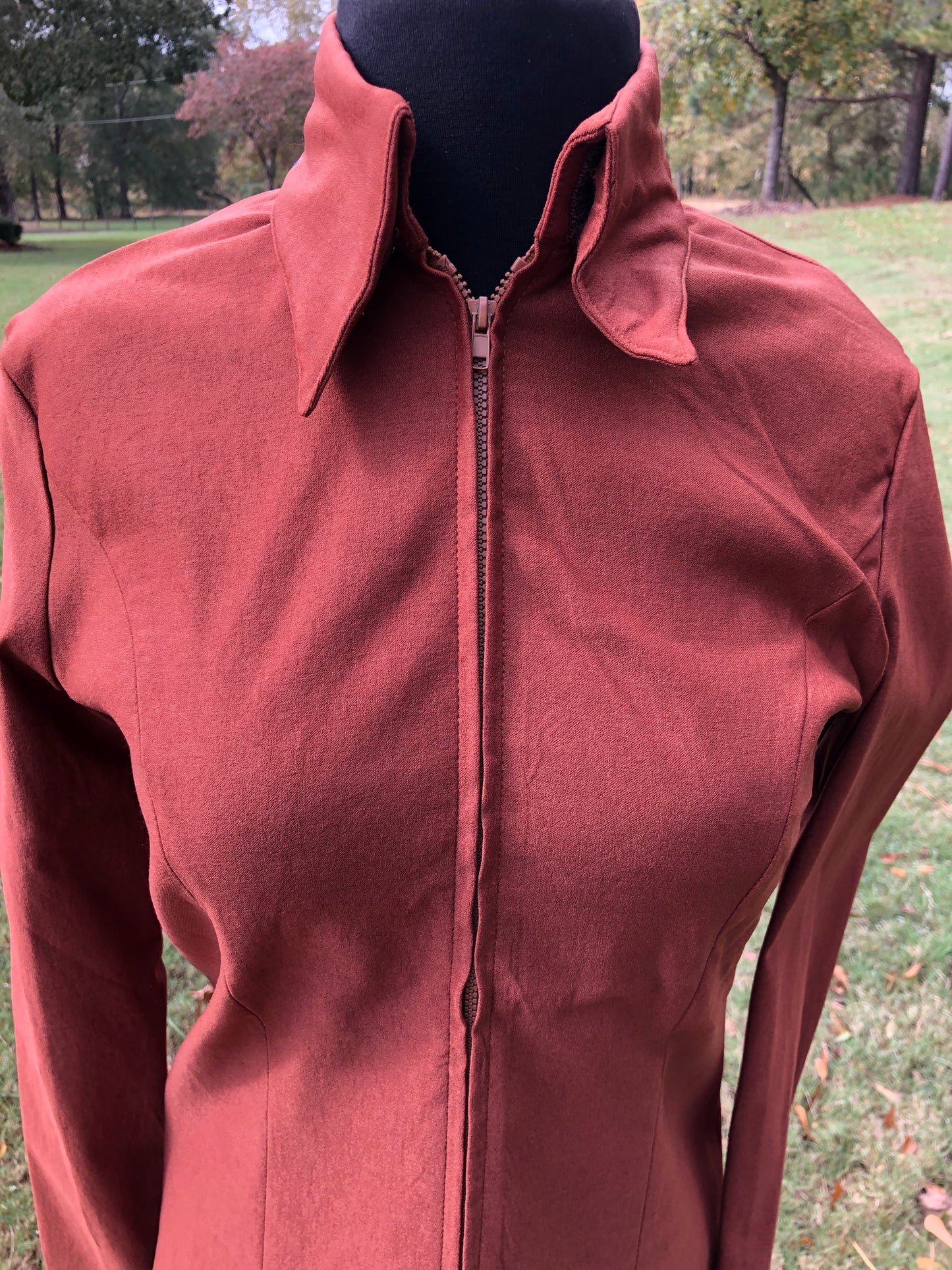 Rust Stretch Zip Up - FINAL SALE