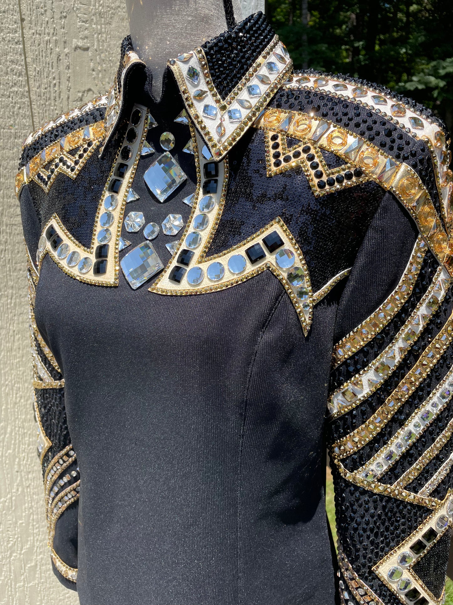 One of a Kind Black, White & Gold Horsemanship Shirt - FINAL SALE