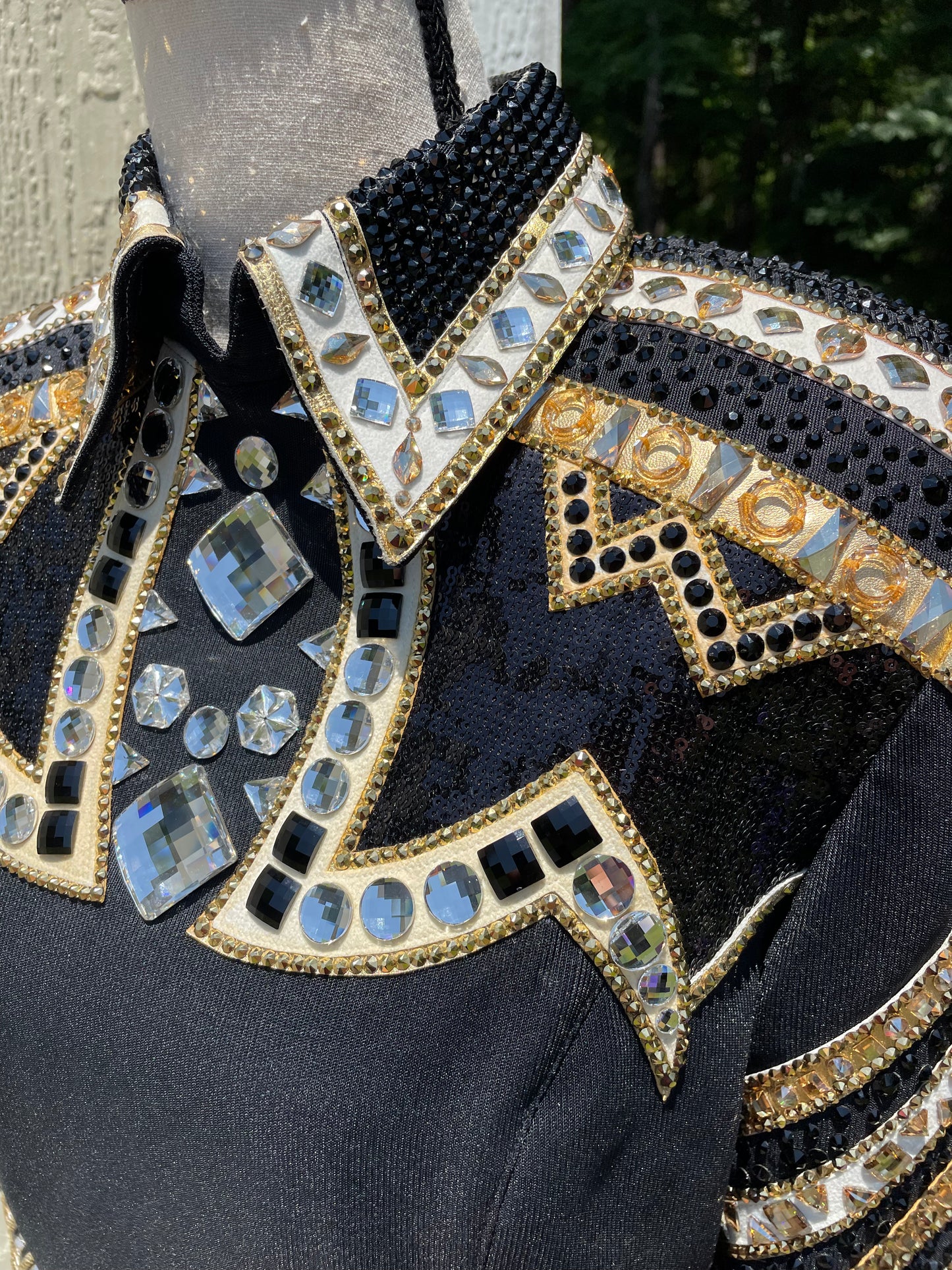 One of a Kind Black, White & Gold Horsemanship Shirt - FINAL SALE