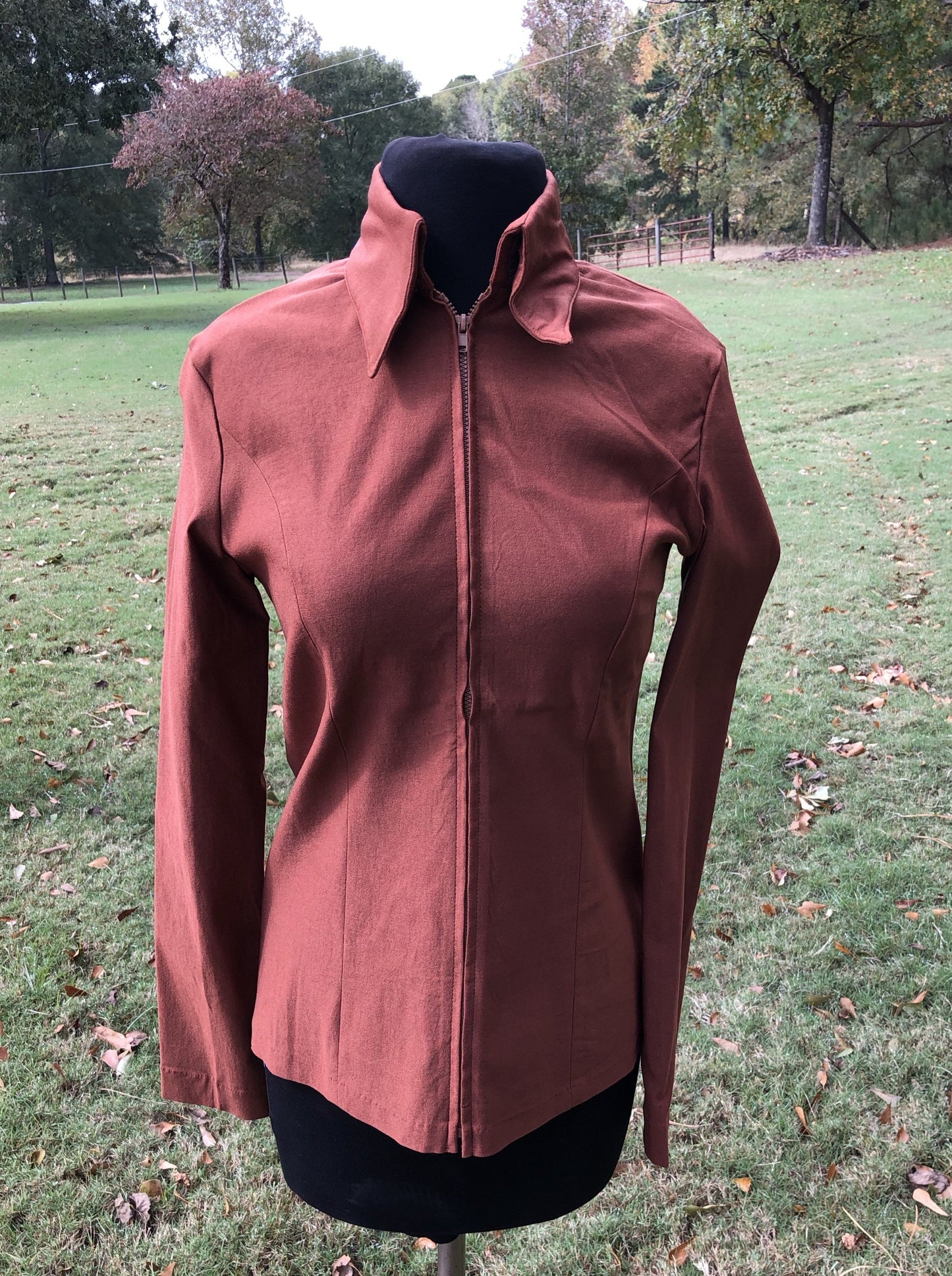 Rust Stretch Zip Up - FINAL SALE