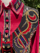 Load image into Gallery viewer, Mode Cheval Reds, Purples and Gold Vest &amp; Shirt - Medium - FINAL SALE

