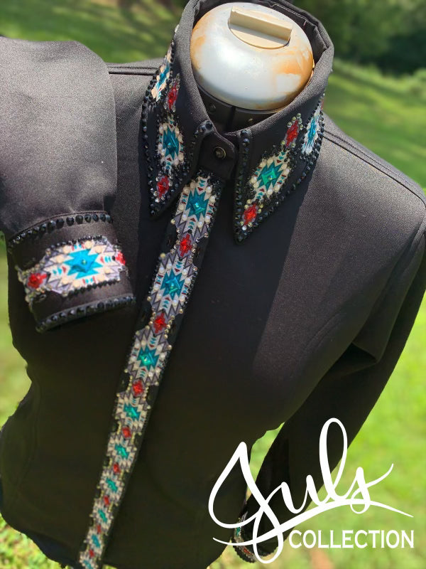 Juls Collection Teal, Cream & Red Aztec Day Shirt - FINAL SALE