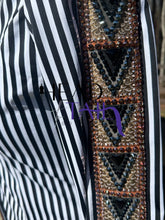Load image into Gallery viewer, Kevin Garcia Originals Black/White Stripe &amp; Metallic Bronzes and Silver Shirt ~Size 10-12
