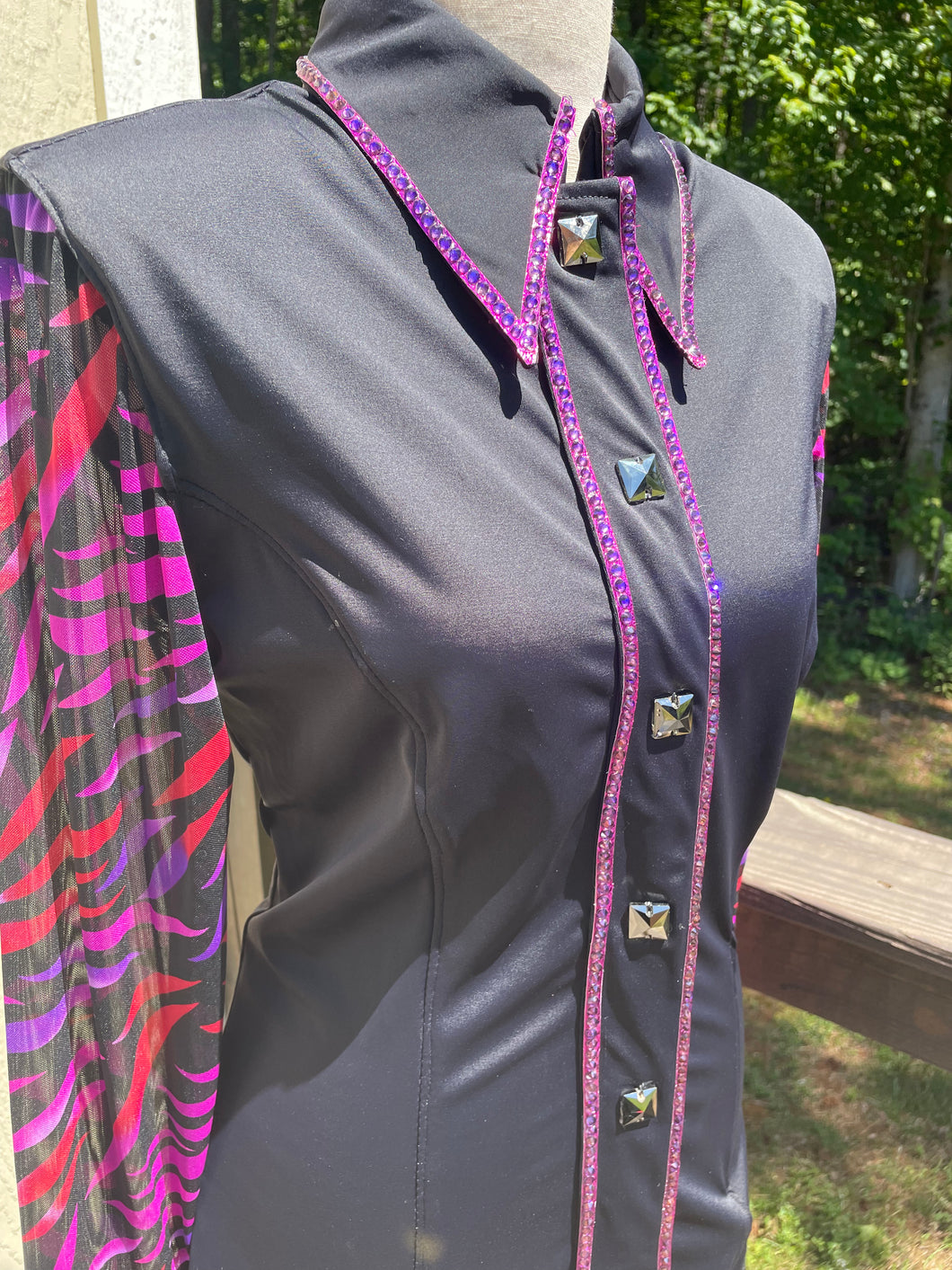 Jolene’s Designs Pink & Purple Sheer Sleeve Day Shirt - Small - FINAL SALE