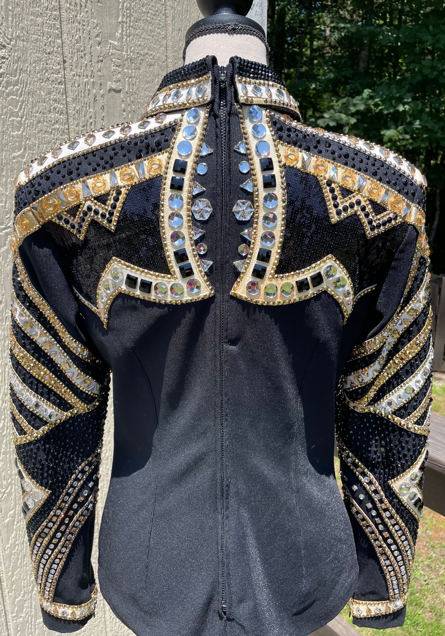 One of a Kind Black, White & Gold Horsemanship Shirt - FINAL SALE