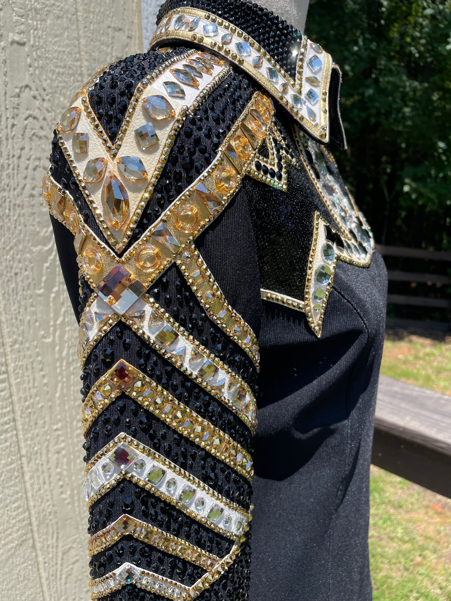 One of a Kind Black, White & Gold Horsemanship Shirt - FINAL SALE