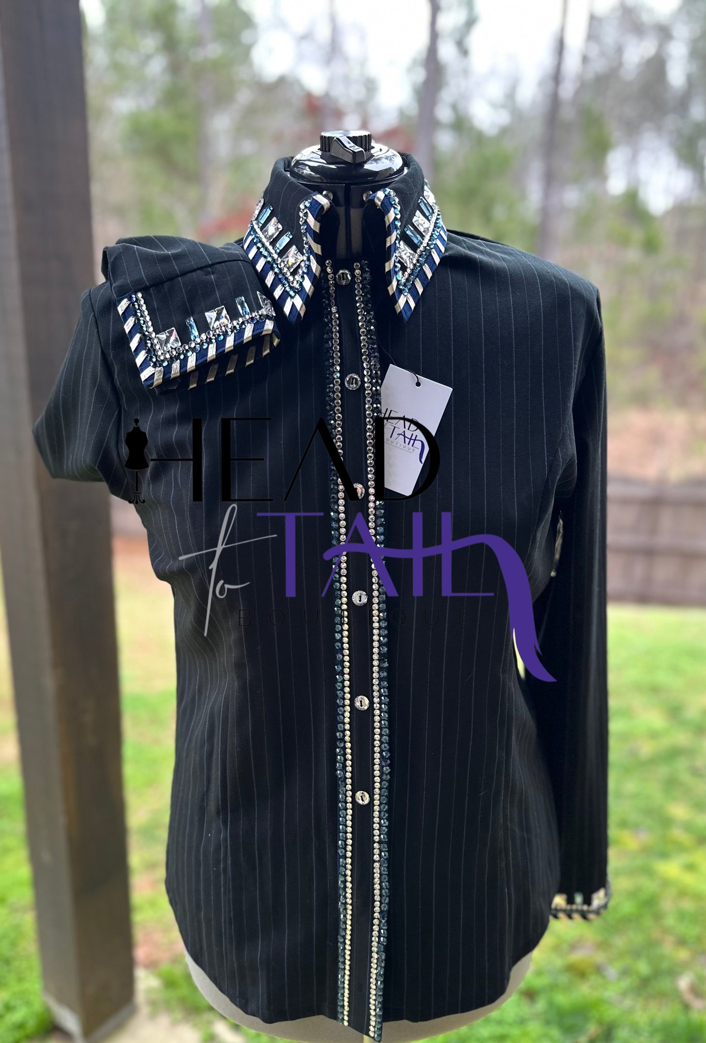 Kevin Garcia Originals Black with Blue Pinstripe Day Shirt - Size 16 – Head  to Tail Boutique